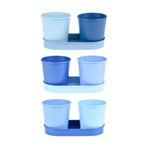Esschert Design Blauwtinten 2 potjes op tray (EL105 8714982166129)