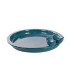 Vogelbad keramiek rond petrol L (FB544