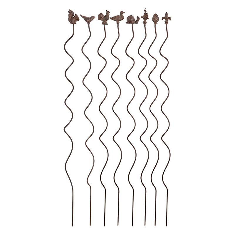 Esschert Design Plantensteunen spiraal 125 cm roest set van 8 (PY27