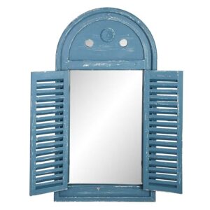 39x4x75 cm Spiegel luiken verouderd blauw (WD13