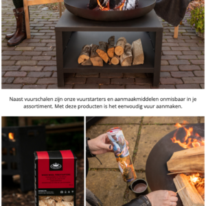 Esschert Design Vuurschaal 80 cm + houtopslag zwart - Afbeelding 5