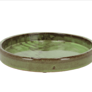 Esschert Design Schotel geglazuurd groen 25 cm (PP026) L 25,3 x D 25,3 x H 3,7 cm,Terra cotta, PET, EVA, Netto gewicht 1,419 kg, Barcode 8714982227097