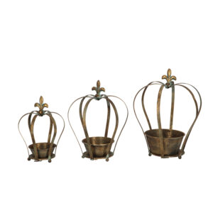 Esschert Design Aged Metal kroon plantenbak set / 3 (AM136 8714982289408) - 01