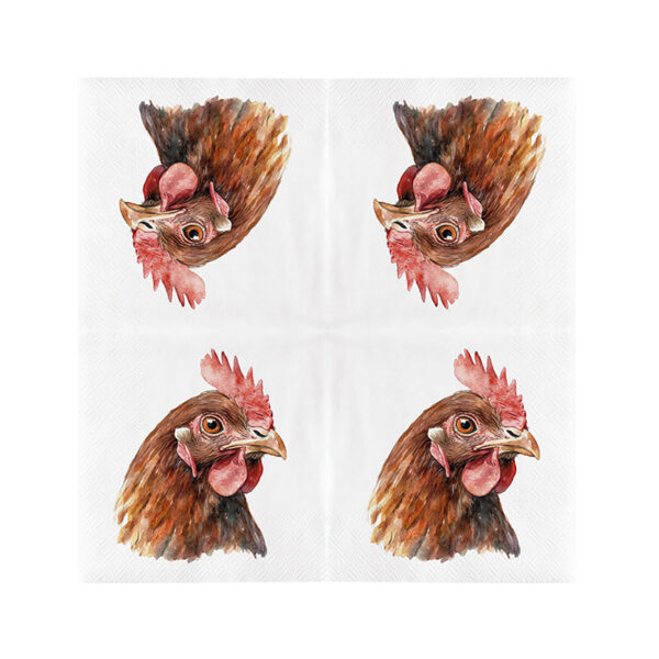 Esschert Design Papieren servetten kip 33 x 33 cm (TP428 8714982286513) - 01