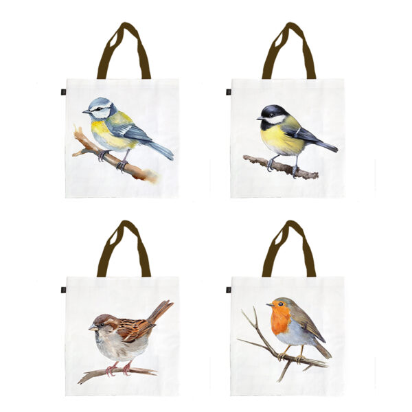Esschert Design Boodschappentas aquarel  vogel keuze (TP433 8714982286568) - 01