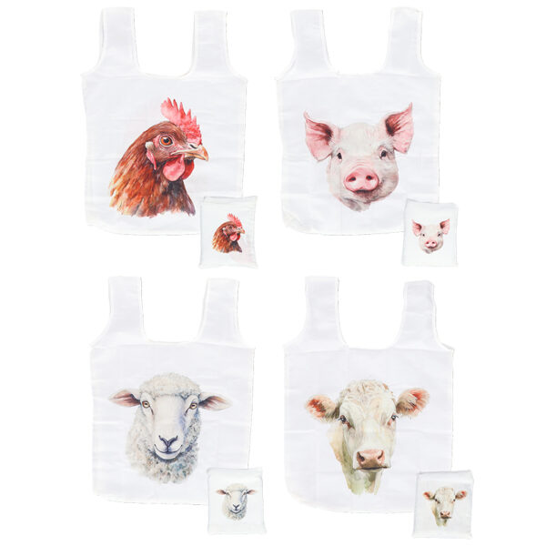 Esschert Design Opvouwbare tas aquarel boederij keuze (TP436 8714982286599) - 01